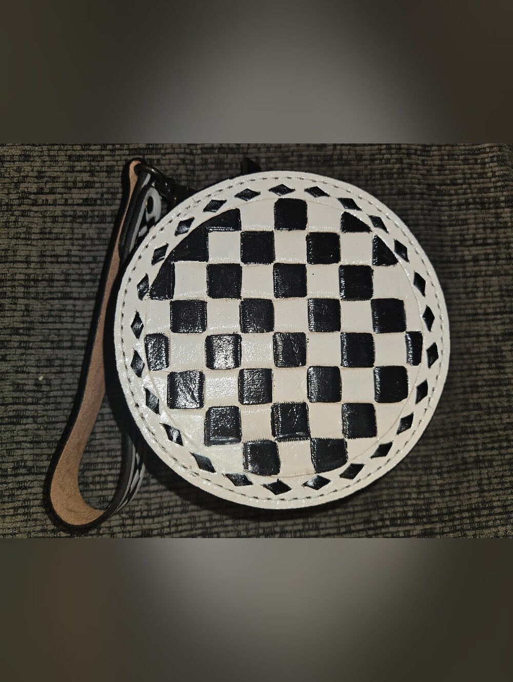 Black and White Checkered Canteen Purse | Circle Wristlet